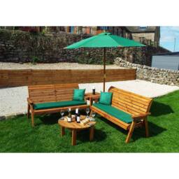 Charles Taylor Six Seater Balmoral Corner Garden Furniture Set - Fully Assembled in Light Brown - thumbnail 1