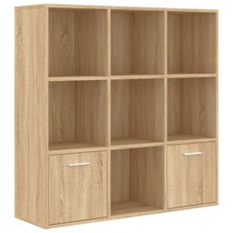 Berkfield Home Book Cabinet Sonoma Oak 98x30x98 cm Engineered Wood in Brown - Size: 98 x 30 x 98 cm - thumbnail 2