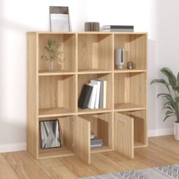 Berkfield Home Book Cabinet Sonoma Oak 98x30x98 cm Engineered Wood in Brown - Size: 98 x 30 x 98 cm - thumbnail 3