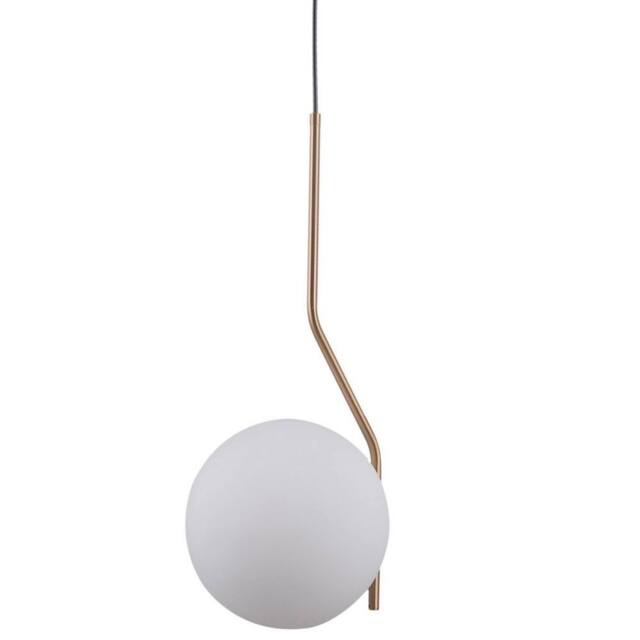 Netlighting Modern Hanging Pendant Honey Brass 1 Light with White Shade E27 in Metallic Gold - image 1