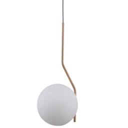 Netlighting Modern Hanging Pendant Honey Brass 1 Light with White Shade E27 in Metallic Gold - thumbnail 1