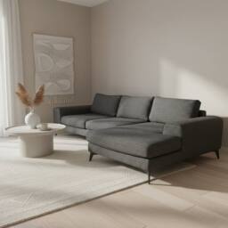 Abakus Direct Venice Chenille Corner Right Sofa with Extra-wide Padded Arms in Black - thumbnail 7
