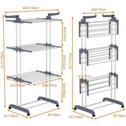 NESTLUNE Indoor Outdoor Clothes Airer 4 Tier, Foldable Laundry Drying Rack in Grey - thumbnail 2