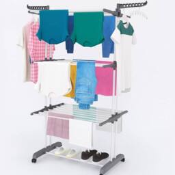 NESTLUNE Indoor Outdoor Clothes Airer 4 Tier, Foldable Laundry Drying Rack in Grey - thumbnail 5