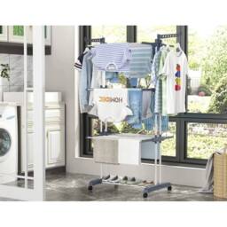 NESTLUNE Indoor Outdoor Clothes Airer 4 Tier, Foldable Laundry Drying Rack in Grey - thumbnail 3
