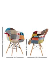 Life Interiors Single Colorful Patchwork Tub Accent Chair, Wooden Legs & Metal Wire Frame, Mid-Century Modern Dining Chair - thumbnail 5