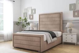"Sloomy Ashford Naples Frame-Mattress - 50"" Upholstered Headboard in Light Brown - Size: King" - thumbnail 2