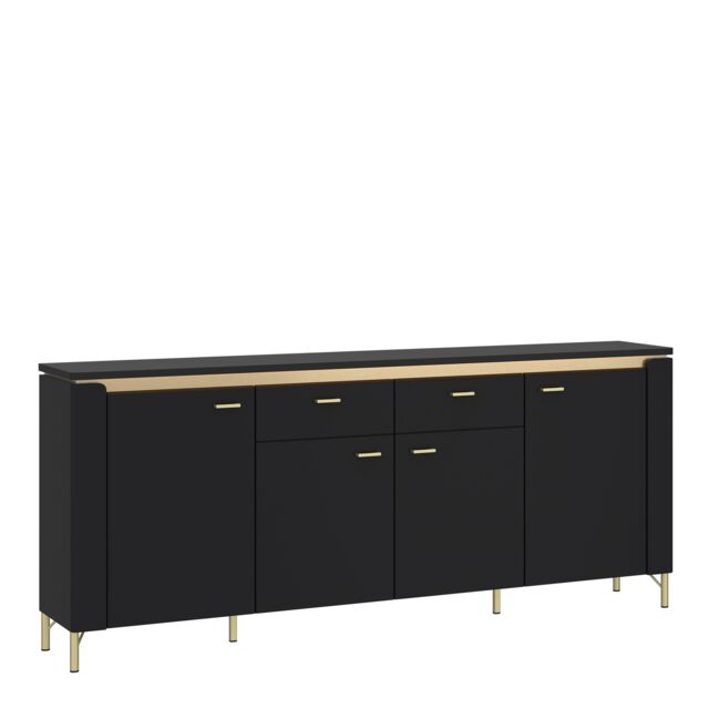 Furniture To Go Genoa Sideboard 4 Door 2 Drawer in Black Matt/Gold - image 1