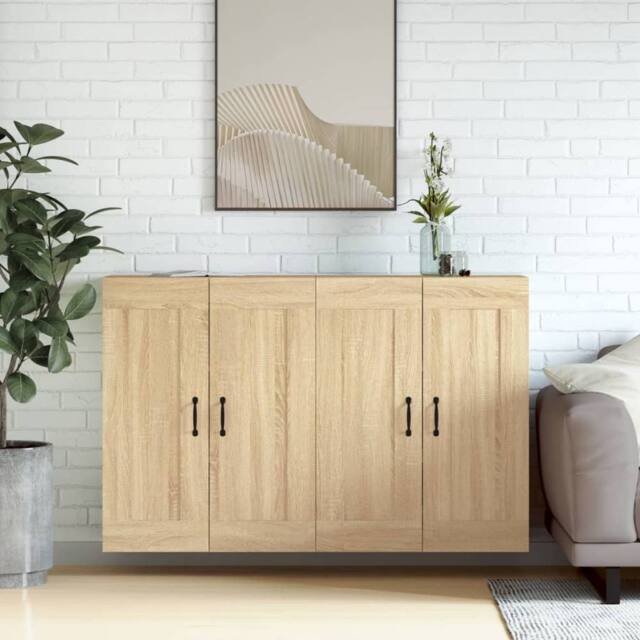 Berkfield Home Wall Mounted Cabinets 2 pcs Sonoma Oak Engineered Wood in Brown - image 1