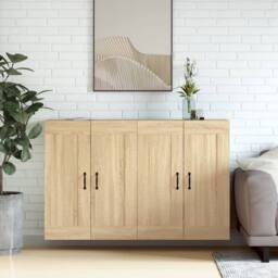 Berkfield Home Wall Mounted Cabinets 2 pcs Sonoma Oak Engineered Wood in Brown - thumbnail 1