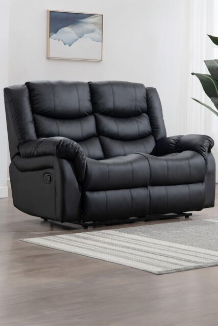 More4Homes Seattle 2 Seater Manual High Back Bonded Leather Recliner Sofa in Black - image 1