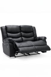 More4Homes Seattle 2 Seater Manual High Back Bonded Leather Recliner Sofa in Black - thumbnail 3