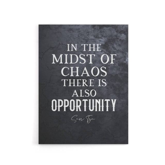 "Artery8 Inspirational Quote Sun Tzu Opportunity Canvas Wall Art Print in Grey - Size: W18"" x H24""" - image 1