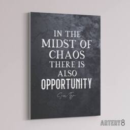"Artery8 Inspirational Quote Sun Tzu Opportunity Canvas Wall Art Print in Grey - Size: W18"" x H24""" - thumbnail 2