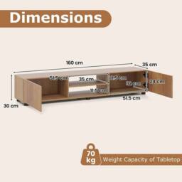 SPETLEK Large Television Cabinet Industrial Media Unit with Open Shelves in Brown - Size: 0.6m2 - thumbnail 2