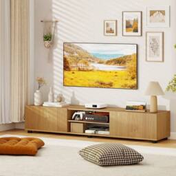 SPETLEK Large Television Cabinet Industrial Media Unit with Open Shelves in Brown - Size: 0.6m2