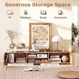 SPETLEK Large Television Cabinet Industrial Media Unit with Open Shelves in Brown - Size: 0.6m2 - thumbnail 7