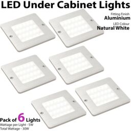 Loops 6x ALUMINIUM Ultra-Slim Square Under Cabinet Kitchen Light & Driver Kit - Natural White LED - thumbnail 2
