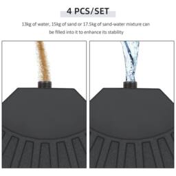 OUTSUNNY 4PC Umbrella Base Sun Parasol Stand Holder Weight Sand Water Filled in Black - thumbnail 5