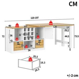 Merax Kitchen Island with Rotating Extendable Dining Table & Wine Rack in White - thumbnail 6
