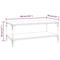 Berkfield Home Coffee Table Smoked Oak 100x50x40 cm Engineered Wood in Brown - Size: 100 x 50 x 40 cm - thumbnail 8