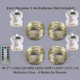 Bright Zeal Set of 4 20m Battery-Operated Multi-Color LED Fairy Lights - thumbnail 6