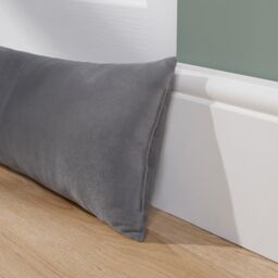 OHS Draught Excluder Matte Velvet Fabric Door Stop Energy Saving Draft Window Seal in Light Grey - thumbnail 3