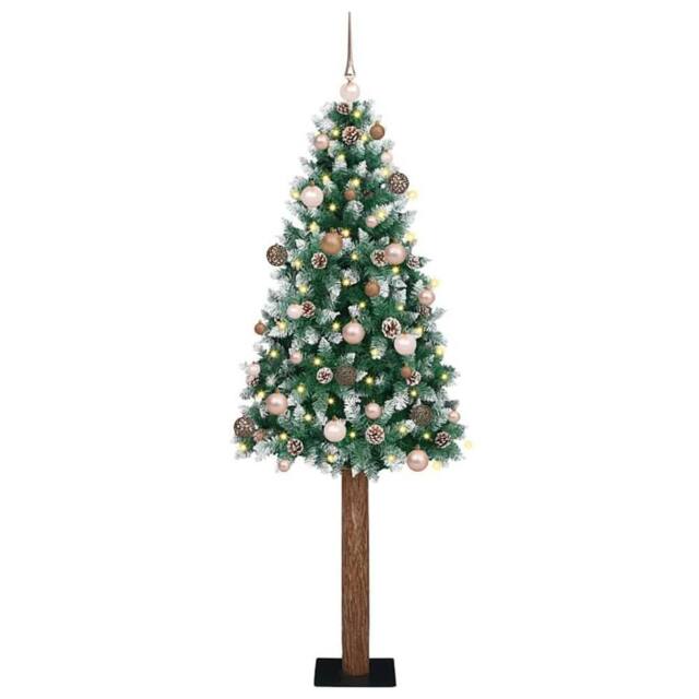 Berkfield Home Slim Christmas Tree with 300 LEDs Green & White 210 cm - image 1