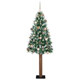 Berkfield Home Slim Christmas Tree with 300 LEDs Green & White 210 cm - thumbnail 1