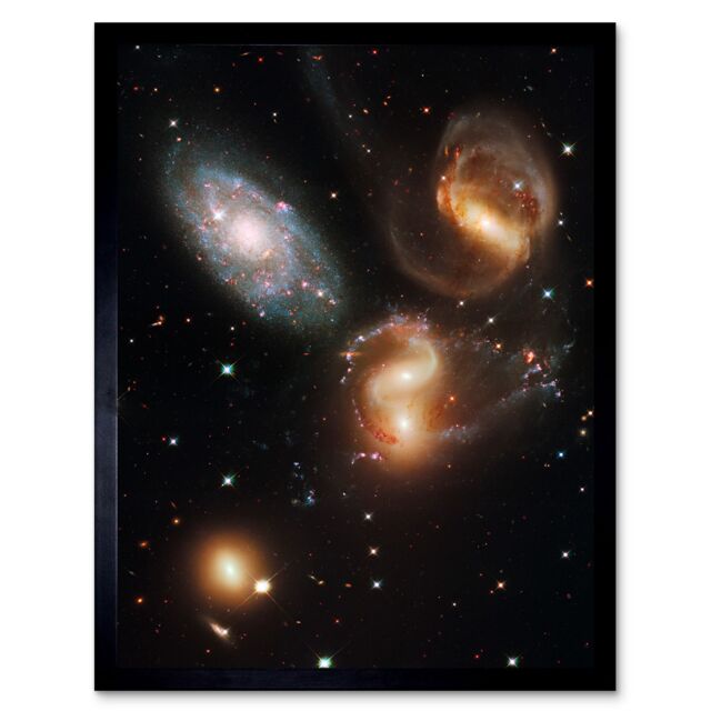 Artery8 Wall Art Print Hubble Space Astronomy Galactic Wreckage In Stephan's Quintet Clash Of Galaxies Stellar Observations In The Hickson Compact - image 1