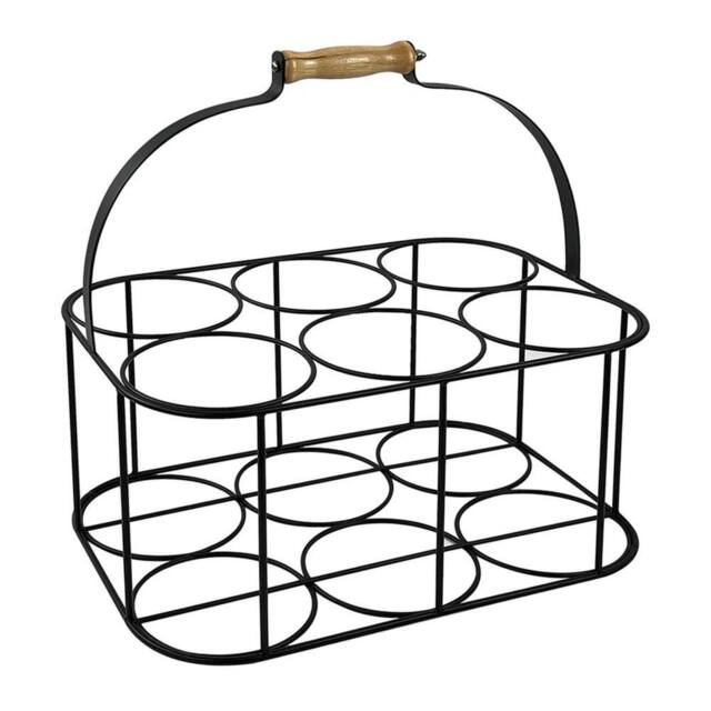 Nordara Metal 6 Milk Bottle Holder Tidy Crate Rack in Black - Size: 0.6m2 - image 1