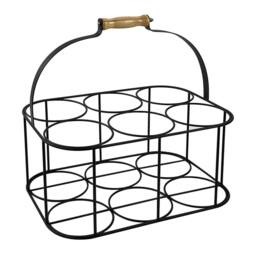 Nordara Metal 6 Milk Bottle Holder Tidy Crate Rack in Black - Size: 0.6m2 - thumbnail 1