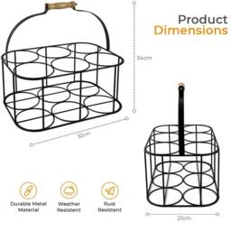 Nordara Metal 6 Milk Bottle Holder Tidy Crate Rack in Black - Size: 0.6m2 - thumbnail 2