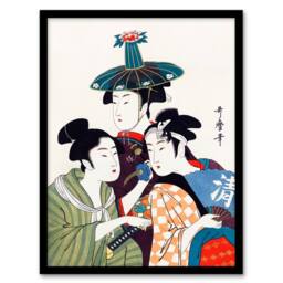 Artery8 Utamaro Kitagawa Framed Wall Art Young Men in Colourful Garments - Size: A4 - thumbnail 1
