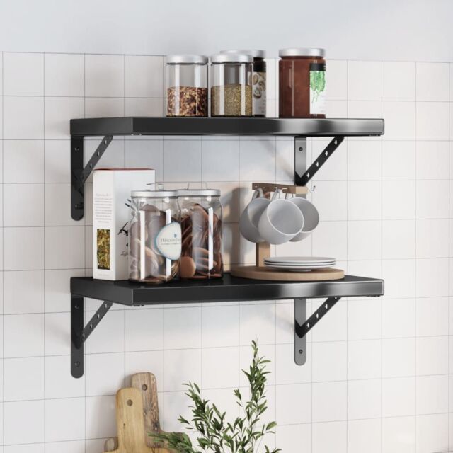 Berkfield Home Wall Shelves 2 pcs 50x30 cm Black Stainless Steel - image 1