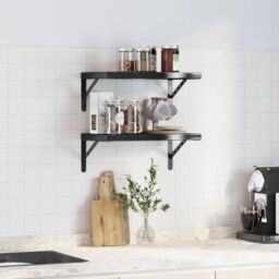 Berkfield Home Wall Shelves 2 pcs 50x30 cm Black Stainless Steel - thumbnail 3