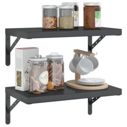 Berkfield Home Wall Shelves 2 pcs 50x30 cm Black Stainless Steel - thumbnail 4