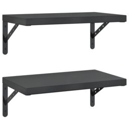 Berkfield Home Wall Shelves 2 pcs 50x30 cm Black Stainless Steel - thumbnail 2