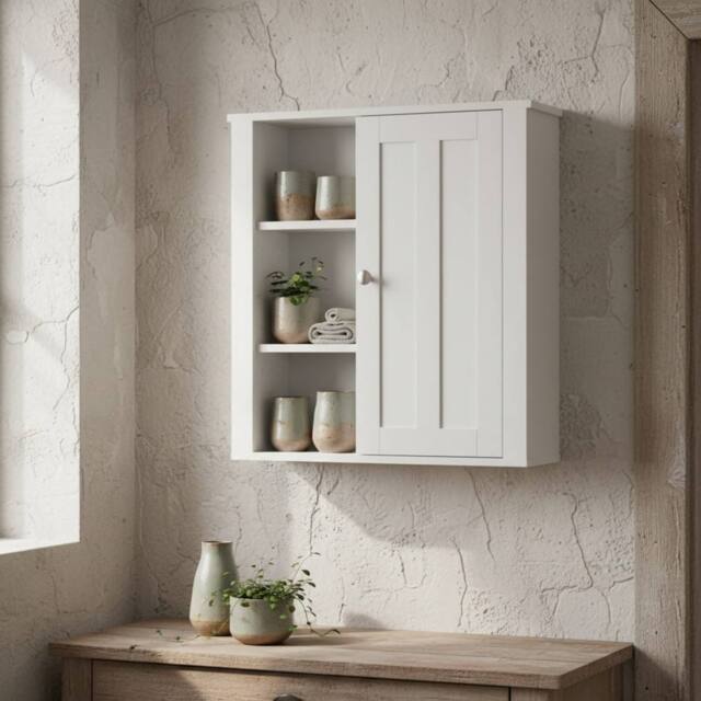 Wyld Haus Norayo Minimal White Wall Mounted Bathroom Cabinet L53 x D14.5 x H51cm - image 1