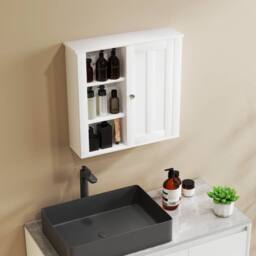 Wyld Haus Norayo Minimal White Wall Mounted Bathroom Cabinet L53 x D14.5 x H51cm - thumbnail 9