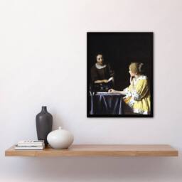 Artery8 Mistress & Maid Portrait Vermeer Vintage Framed Wall Art Print in Black - Size: A4 - thumbnail 4