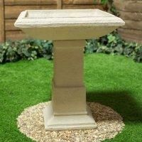 Primrose Hatfield Cast Natural Stone Effect Outdoor Garden Bird Bath 51cm in White - thumbnail 4