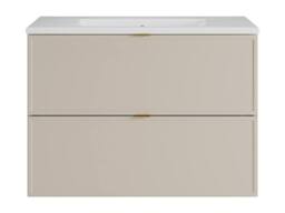 Vente-unique Wall-Hung Bathroom Vanity Unit With Inset Basin - Beige - 80 Cm - thumbnail 2