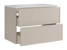 Vente-unique Wall-Hung Bathroom Vanity Unit With Inset Basin - Beige - 80 Cm - thumbnail 6