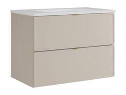 Vente-unique Wall-Hung Bathroom Vanity Unit With Inset Basin - Beige - 80 Cm - thumbnail 5