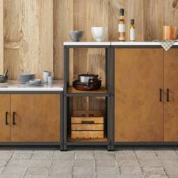 Berkfield Home Kitchen Storage Shelf with Storage Rusty Weathering steel in Brown - thumbnail 4
