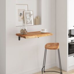 Berkfield Home Wall Shelf 50x40x2.5 cm Rectangular Solid Wood Acacia Live Edge in Brown - thumbnail 1