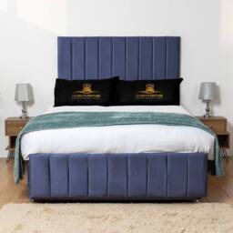 UK Bed Furniture Falcon Divan Bed with 4 Drawers & 26 Inch headboard in Blue - Size: King - thumbnail 2