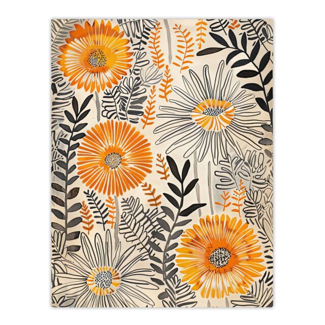 "Artery8 Orange Marigold Flowers Abstract Floral Design Wall Art Print in Yellow - Size: W24"" x H32""" - image 1