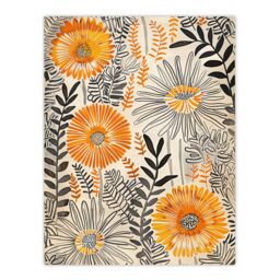 "Artery8 Orange Marigold Flowers Abstract Floral Design Wall Art Print in Yellow - Size: W24"" x H32""" - thumbnail 1